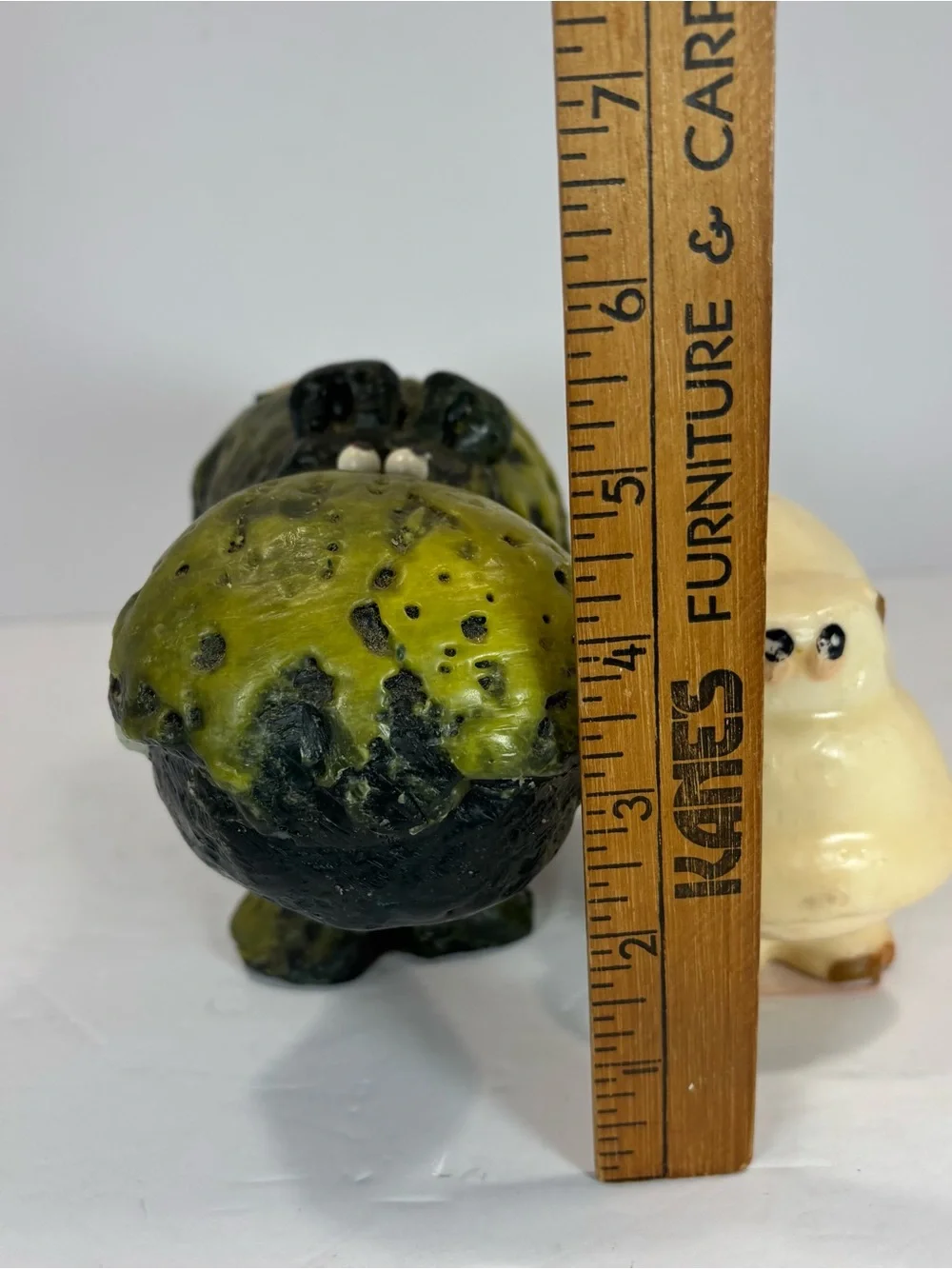 Vtg Candle Creations Lot of 2 Green & White Hippo 1970’s Unused Wax MCM Candles